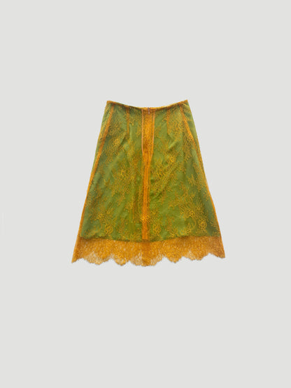 Gold Green Lace Skirt