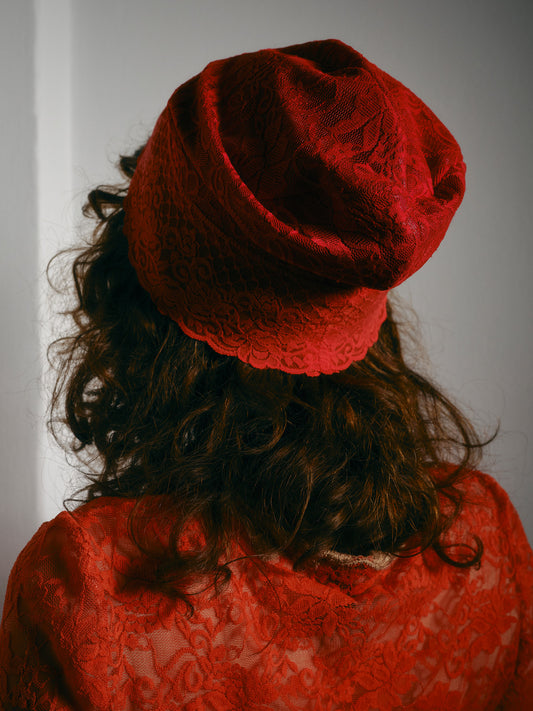 Red Lace Beanie